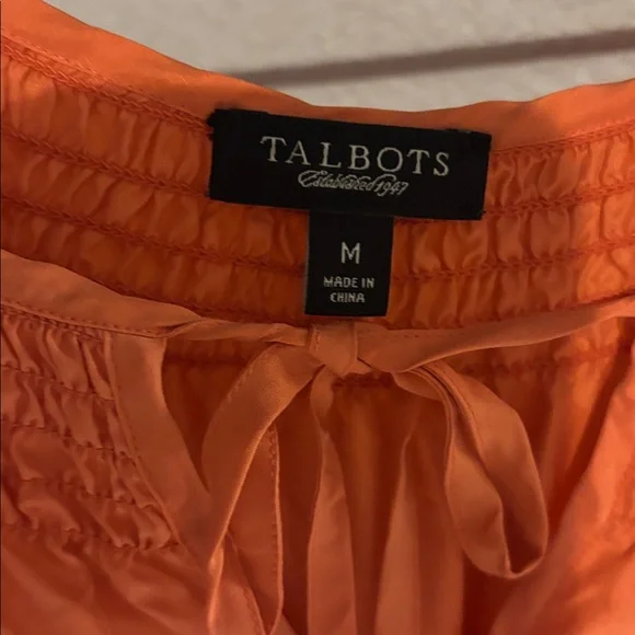 Talbots Bright Orange Tie-Waist Short Sleeve Dress - Picture 2 of 3